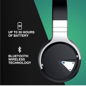 NEW! Wireless Bluetooth Headphones with Mic Hi-Def Audio 30H Play Titanium Black